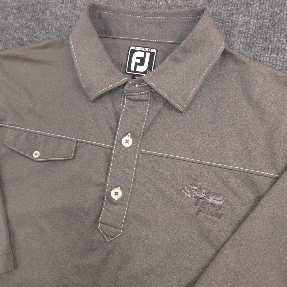 FootJoy Polo Shirt Mens M Gray Torrey Pines Golf Course Performance Athletic Fit